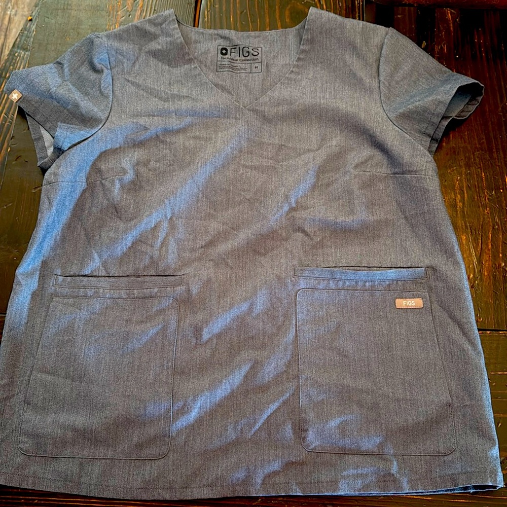 Heather denim figs scrub set medium top